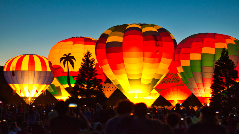 Hot air balloons at dusk